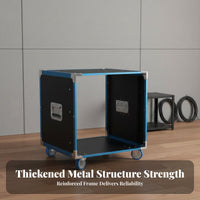 High Load Capacity 19-Inch AV Rack Cabinet Heavy Duty 19-Inch Equipment Rack With Casters DJ Flight Case Cabinet Reinforced Construction for Home Theater Enthusiasts, Musicians, DJs, KTV, Stage Performance