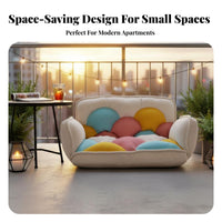 Foldable Design Convertible Cushioned Floor Sofa Space-Saving Household Furniture Multi-Purpose Loveseat Soft Cushioning for Small Apartment Dwellers, Young Adults, Homeowners, Bedroom, Balcony, Dorm Room