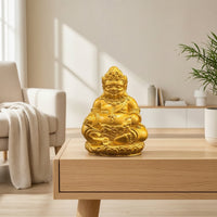 Golden Wealth Deity Statue Ornate God of Wealth Figurine Miniature Intricate for Bookshelf