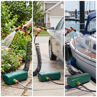Portable Diaphragm Wash Pump with Hose Coiled Washdown Pump Kit Sturdy for Outdoor Cleaning, Vehicle Rinsing