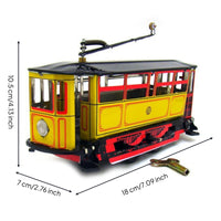 Hand-Cranked Trams Vintage-Style Tinplate Trams Decorative Streetcars for Shop Interior