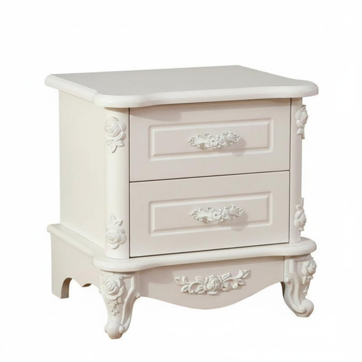 European design 2-Drawer End Cabinet Lacquered Finish Nightstand Modern Design Bedside Table Simple for homeowners, Renters, Students, Guest Room, Home Office