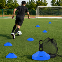 Football Training Equipment, 10 Pack Marker Disc Cones 19cm, Flexible Training Cones with Storage Rack & Mesh Bag