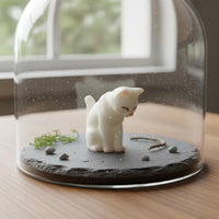 Mini Resin Cat Figurine Collectible Micro Landscape Ornament Lightweight and Compact Resin Kitten Model for Crafters, Terrarium, Fairy Garden, Desktop