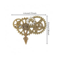 Antique Gold-Tone Steampunk Brooch Layered Cogwheel Gear Brooch Mixed Metal-Finish Accents Clockwork Pin Metal
