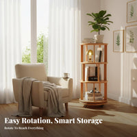360-Degree Rotation Multi-Tier Rotating Bookshelf Space-Saving Revolving Book Shelving 360-Degree Rotating Mobile Design Bookcase Large Capacity for Homeowners, Collectors, Bedroom, Study Room, Corner Areas, Home Office