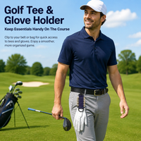 Nylon Sporting Tee Holder, portable golfing accessories with keychain, holds 10x 70mm tees, 25x10cm with clip