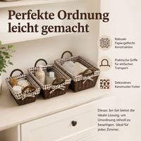Storage Basket Set of 3, Woven Basket with Handles, Natural Plant Fiber Basket for Fruit, Vegetables, Kitchen, 34/31/27cm