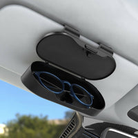 Glossy Stainless Steel Car Visor Eyeglasses Case Quick-Releaserelease Car Visor Glasses Holder Lined Snap-on Glasses Holder Slim for Drivers, Commuters