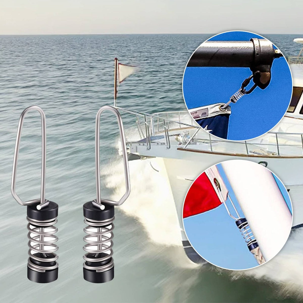 Stainless Steel Boat Flag Clip Easy Installation Spring Loaded Flag Clip Non-Slip Grip Marine Hardware for Boaters