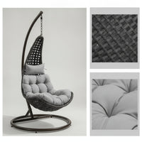 Hanging Basket Chair with Stand Outdoor Egg Chair with Stand Woven Furniture for Adults, Patio, Garden, Balcony