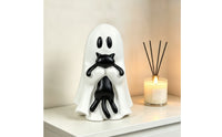 Spooky-Cute Ghost with Black Cat Gothic Ghost Figurine Espeluznante Estatua De Fantasma Con Gato Negro Festivo for Collectors