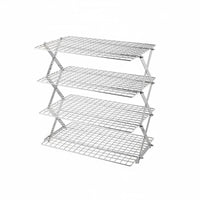 4-Tier Folding Rack Foldable Expandable Cooling Rack Multi-Layer Kitchen Organizer for Campers, Picnic