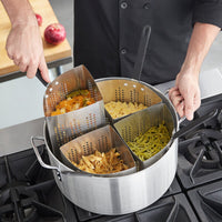 Vented Bottom Perforated Cooking Basket PVC-Coated Handle Straining Basket Hanging Hole Stainless Steel Colander Square Shape