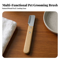 2 Pieces Gentle Trimming Wooden Handle Grooming Stainless Steel Blade Undercoat Stripping Professional Grade for Deshedding
