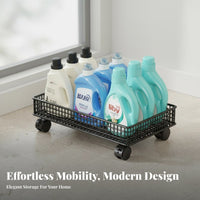 With Wheels Mobile Laundry Holder Space Saving Under Sink Rolling Cart Easy Mobility Rolling Storage Cart Lockable Casters for Bathroom, Kitchen