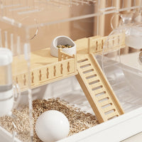 Large Hamster Cage Syrian Hamster Cage Acrylic Hamster Cage Villa, Wood and Acrylic Luxury Hamster Cage with Deep Bedding Base and Accessories