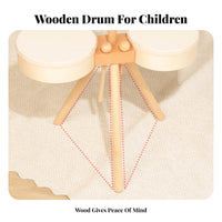 Educational Round Edges Infant Musical Instrument Set Young Child Drum Kit Wooden Drum Toy for Young Children