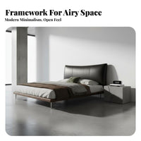 Floating Bed Frame Italian Design Bedroom Furniture Headboard for Homeowners, partners, Apartment, Guest Room, studio apartment