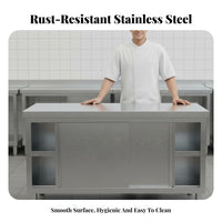 Rust-Proof Commercial Food Prep Table Heavy Duty Stainless Steel Prep Table Easy to Clean Stainless Steel Workbench Scratch Resistant for Restaurant Owners, Home Cooks, Homeowners, Cafeteria, Workshop, Research Facility Oratory, Garage