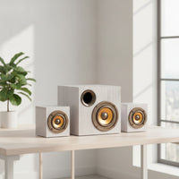 Desktop Speaker System Wooden Speaker System with Subwoofer Compact Multimedia Speakers for Students, Gaming Aficionados, Office, Bedroom