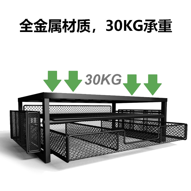 显示器电脑支架带抽屉置物收纳架可升降笔记本台式增高架底座架子