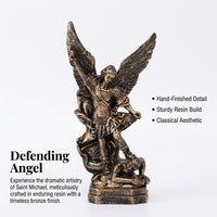 Saint Archangel Statue, Classical Bronze Finish Angel Figurine, Resin Craft for Home Altar Decor, Religious Gift Recipient, Spiritual Home Decorator