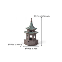 Tiered Roof Hexagonal Pavilion Ornament Miniature Hexagonal Pavilion Figurine Open-Sided Bonsai Pagoda Decor Glazed-Looking