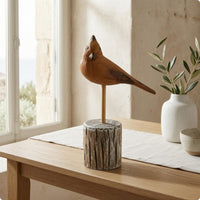 Wooden Bird Figurine Wood Ornament Collectible House Decor for Shelf