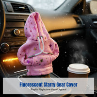 Car Gear Shift Cover, Hoodie Style, Luminous Night Glow, Dustproof Interior Decor
