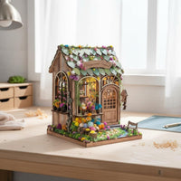 Flower Shops Dollhouse Creative Gift Small Blossom Store Scene Handmade Style DIY Miniature House for Shelf Display