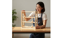 Wooden Ribbon Organizer Rotating Multi Tier Ribbon Stand Solid Wooden Tape Spool Dispenser for Sewing Room, Flower Shop