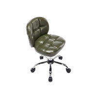 Height Adjustable Armless Tufted Rolling Chair Compact Design Armless Channel-Tufted Swivel Chair Space-Saving Office Furniture Low Back for Students, Home Workers, Adults, Study Room, Small Areas, Bedroom, Salon