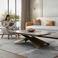 Liftheight-Adjustable Table Table Fully Assembled Coffee Table with Slab Top Low-Profile Furniture for Living Room, Small Apartment