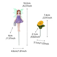 Flower Pot Fairy Decoration Hand-Painted Look Resin Figurine Whimsical Landscaped Girl Statue for Patio