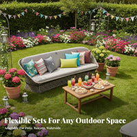 Waterresistant 4-Piece Woven Chat Set sun-withstandant Patio Seating Group weather-withstandant Outdoor Furnishing Wicker design for Homeowners, Families, Entertainers, Garden, Balcony, rearyard, Porch