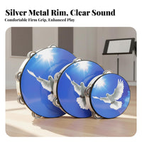 3 Pieces Peace Dove Design Double-Row Jingle Tambourine Easy to Play Double Row Jingle Trembler Clear and Loud Sound Percussion Instrument Crisp Percussive Rhythm for Children, Beginners, Dance Accompaniment, Classroom, Music Education, Performance