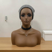 Manikin Head with Shoulders Makeup Face Mannequin Display Bust Eyelashes Hat Display Bust for Shop Owners