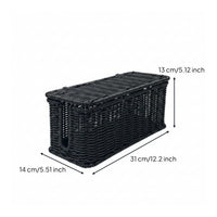 Cable Management Box Handwoven Organizer Box with Lid Sturdy Power Strips Organizer for Desk