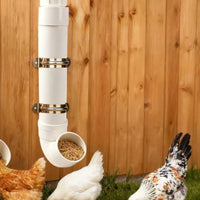 3 Pieces PVC tube Hanging Chicken Feeder Heavy Duty Chicken Feeder with Elbow Wear-Resistant for Owners