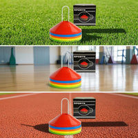 15 Pieces Sports Marker Discs Easy to Store Disc Cones with Holder Portable Agility Cones with Holder for Football Practice