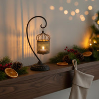 Hollow Iron Candle holder Christmas Themed Candle Lantern for Dining Table