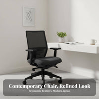Lumbar Support Ergonomic Task Chair Adjustable Height Ergonomic Mesh Back Roller Rolling Casters Office Furniture Thick Padded Seat for Remote Workers, Students, Adults, Study Room