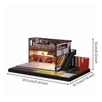Warehouse Repair Shop Miniature Dark Foundation Miniature Garage Diorama Detailed Finish Freestanding Display Base