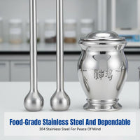 Thickened 304 Stainless Steel Grinding Bowl, Sturdy Pestle, No Interlayer, Kitchen, Laboratory, Herbal Grinding