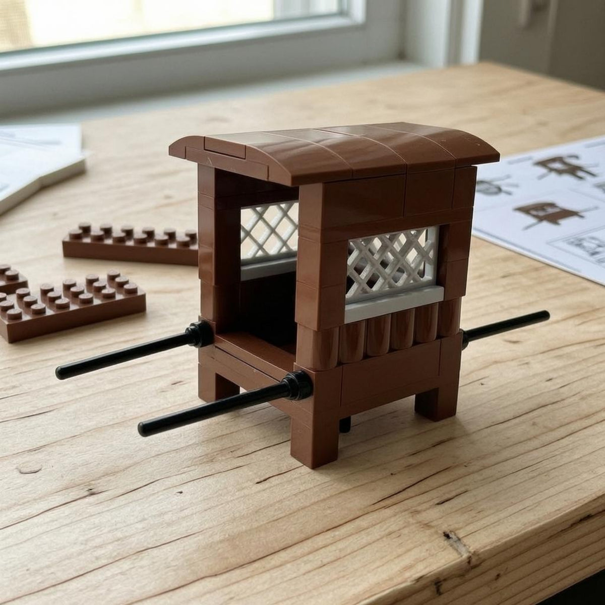 Brick-Built Sedan Chair Interlocking Ancient Sedan Chair Model Mini Brick Model Curved Roof