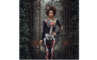 Skeleton Print Dress Fitted Apparel Dramatic for Costume Parties, Women