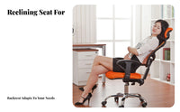 Breathable Mesh spine Reclining Office Chair with Footrest Height Adjustable rotating Seat Ergonomic Design Seating Furniture Quiet Rolling casters for telecommuting Workers, managers, Students, Workstation, Study Room, Gaming Setup