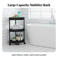 Space-Saving Multi-Tier Rolling Shelf Waterproof Multi-Tier Rolling Utility Trolley Rust-Proof Corner Rack Drainage Holes for Apartment Dwellers, Homeowners, Students, Bathroom, Bedroom, Kitchen, Office