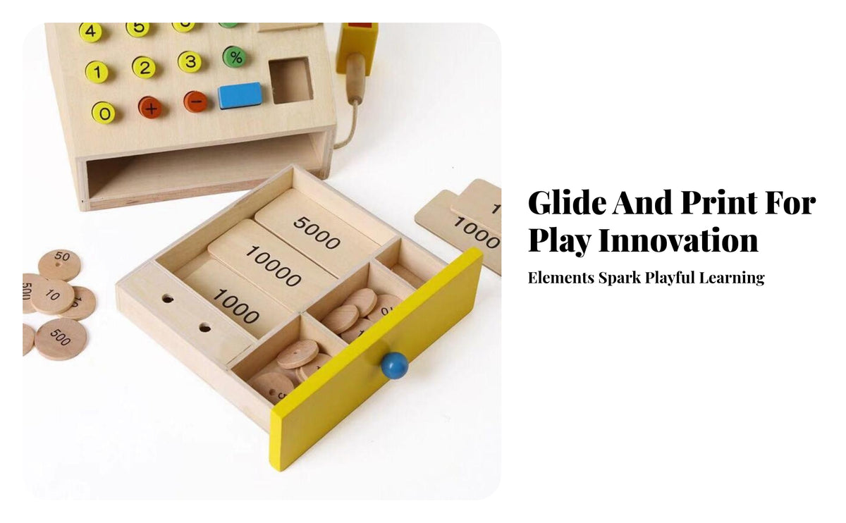 Educational Wooden Register Toy Supermarket Checkout Toy Colorful for Children